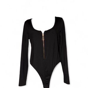 Black Long Sleeve Bodysuit with Zipper